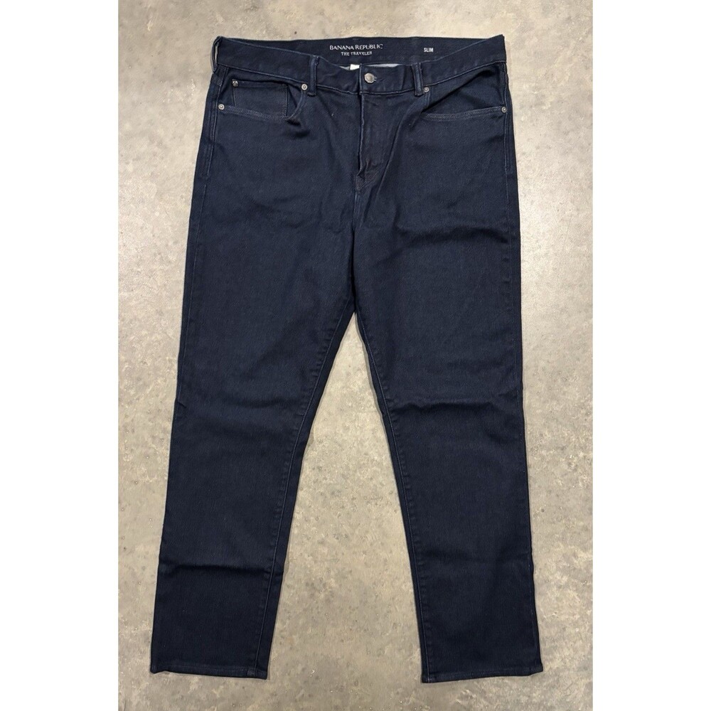 Banana Republic Traveler Jeans Mens 38x32 Dark Wash Stretch Slim Denim